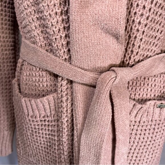 Jason Wu Long Shawl Collar Chenille Cardigan Sweater with Tie Pink‎ Blush Small - Picture 4 of 9